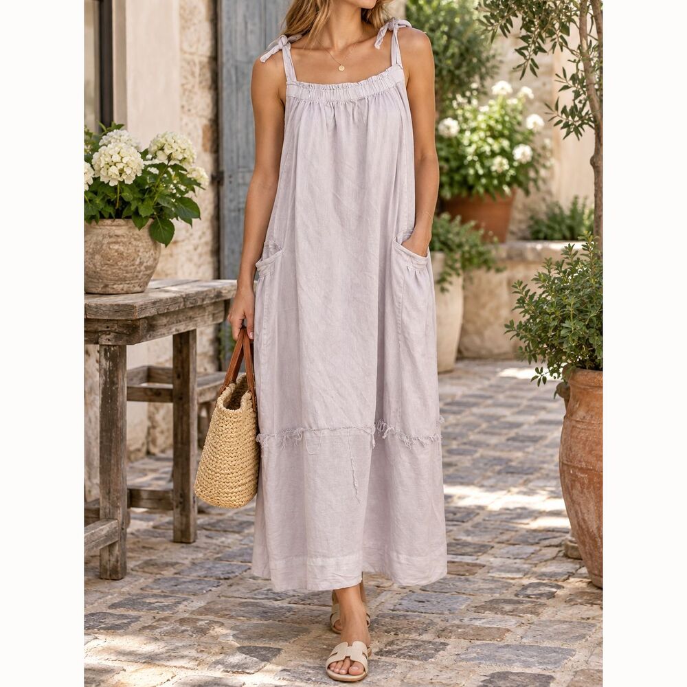 Free People Machu Barrel Midi Maxi Dress Sleeveless Oversized Cotton M 290988